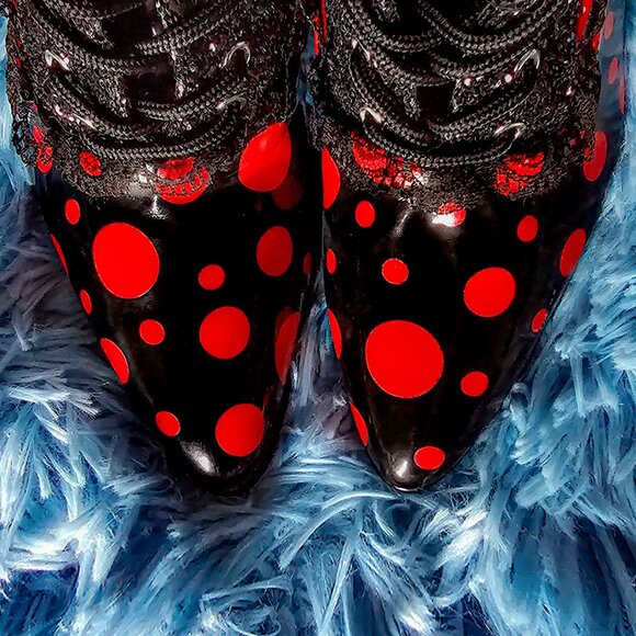 Funtasma Victorian 122 Red Polka Dot Fashion Boot - Picture 5 of 11